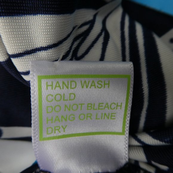 Resort Wear Navy Palazzo Pants NEW High Waist Ruched Tie Buckle Flare White L - Picture 11 of 11